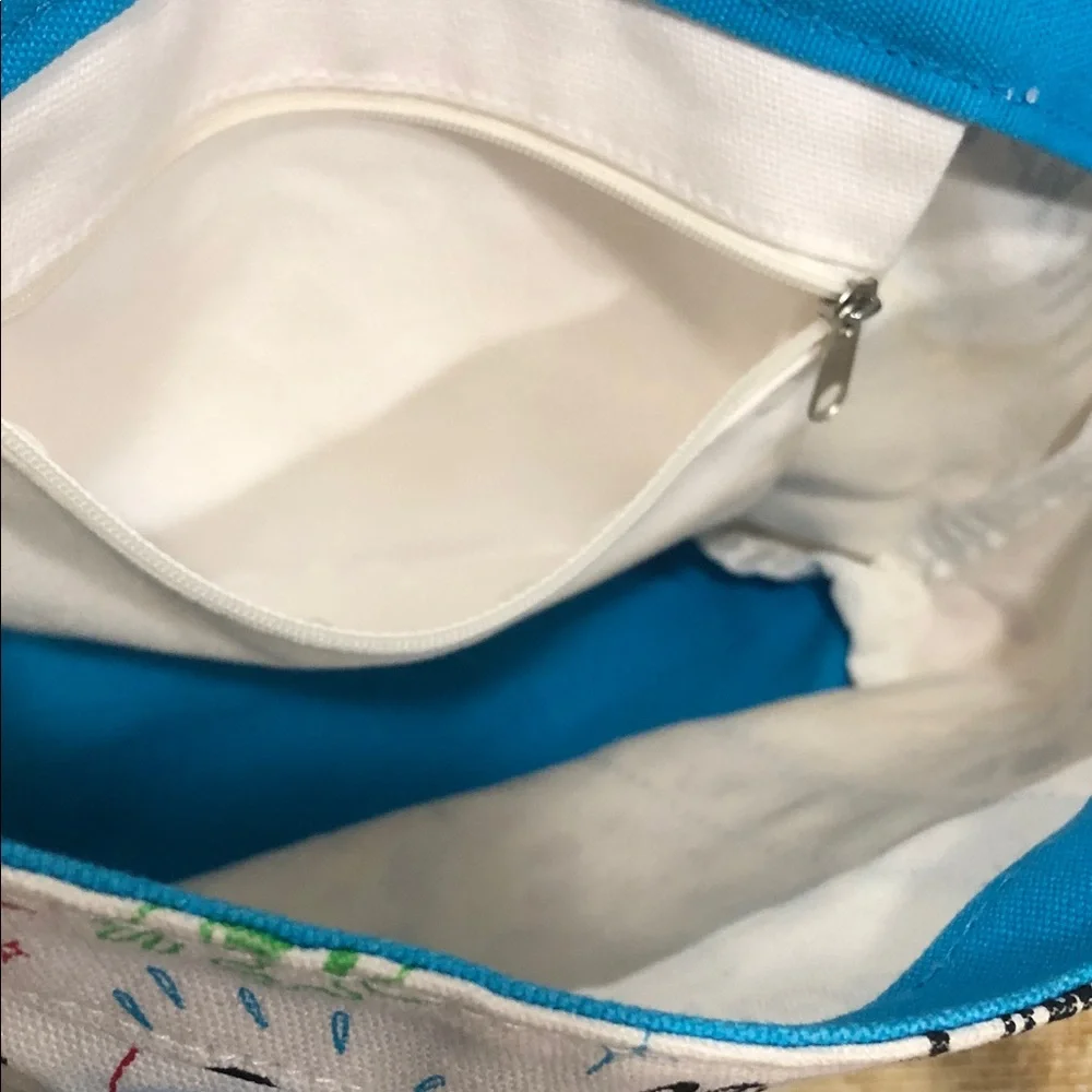 Mickey Sequin-Trim Canvas Tote in Teal